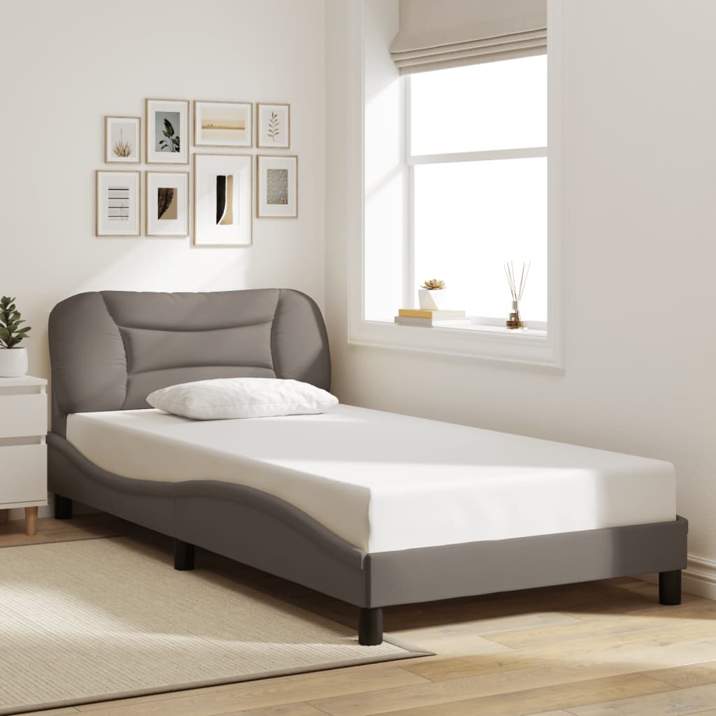 vidaXL Cadru de pat fără saltea, Hvar, gri taupe, 100x200 cm, textil