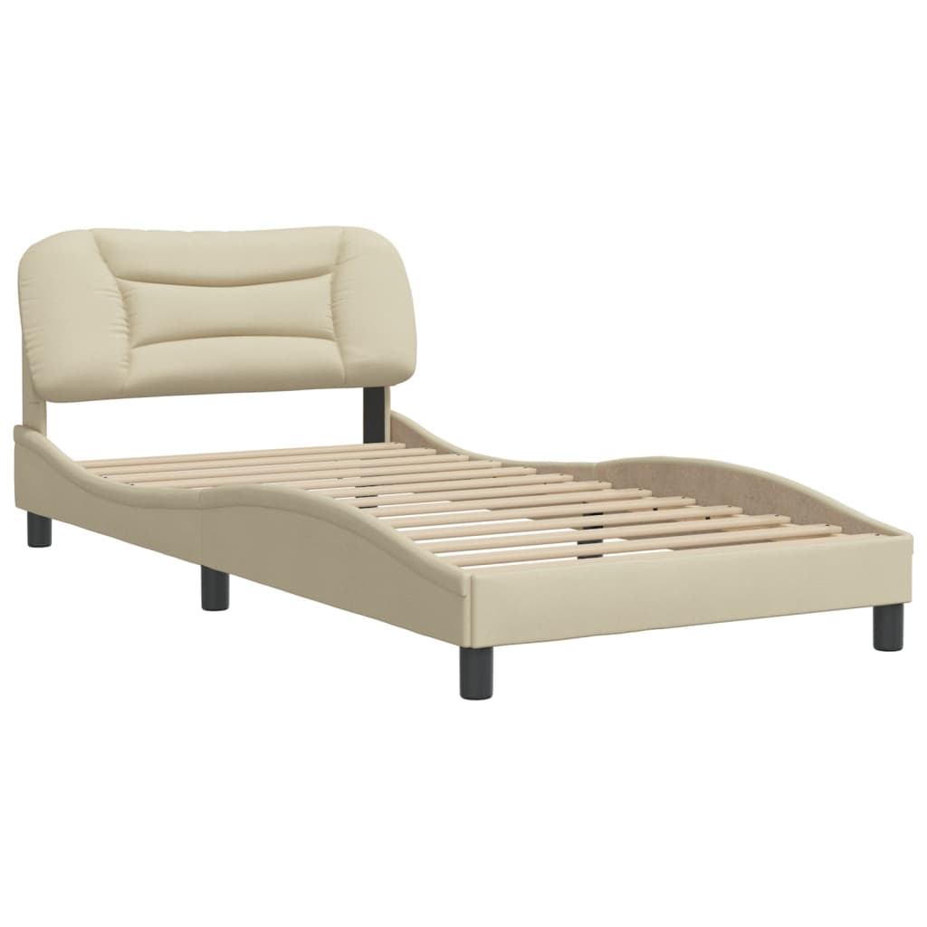 vidaXL Bedframe zonder matras 100x200 cm stof crèmekleurig afbeelding