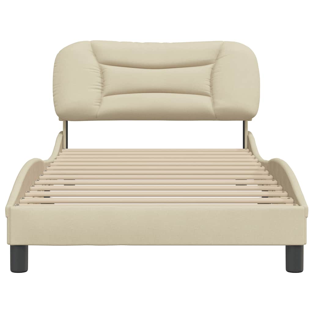 vidaXL Bedframe zonder matras "Hvar" 100x200 cm stof crèmekleurig, foto 4