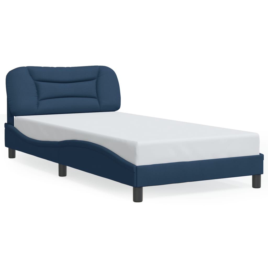 vidaXL Cadru de pat cu tăblie, albastru, 100x200 cm, textil