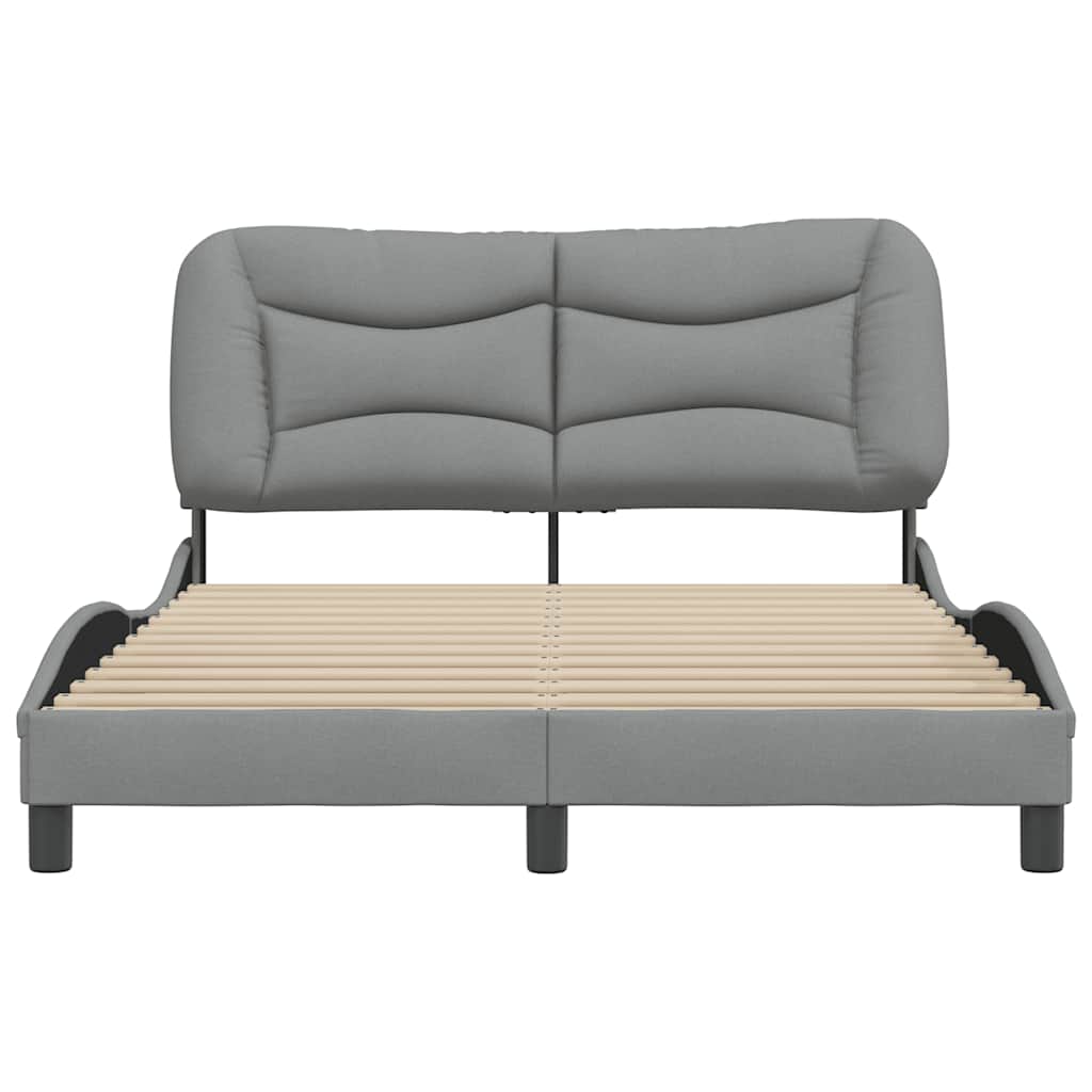vidaXL Bedframe zonder matras "Hvar" stof lichtgrijs 140x190 cm grijs, foto 4