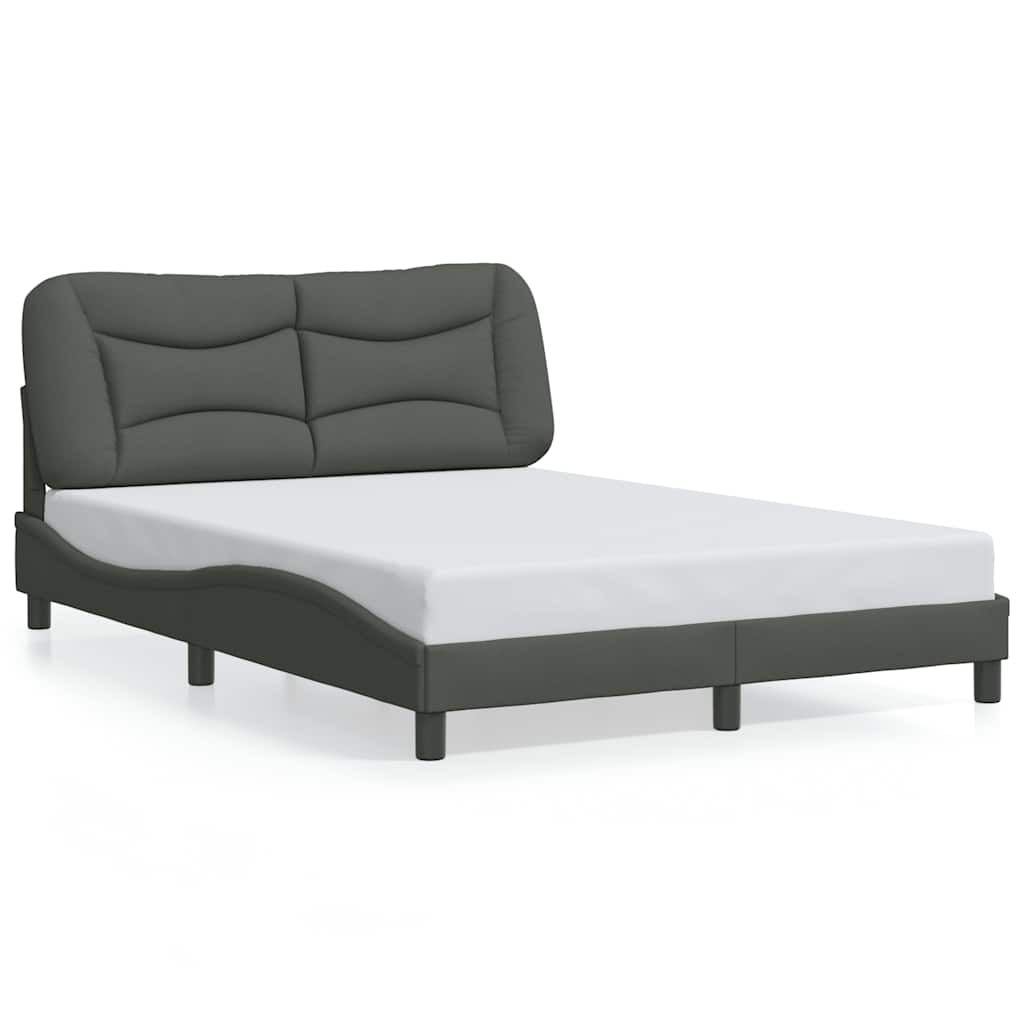 vidaXL Cadru de pat fără saltea, Hvar, gri închis, 140x190 cm, textil