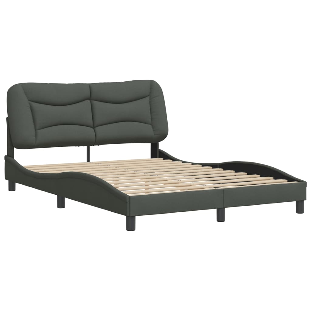 vidaXL Bedframe zonder matras stof donkergrijs 140x190 cm afbeelding