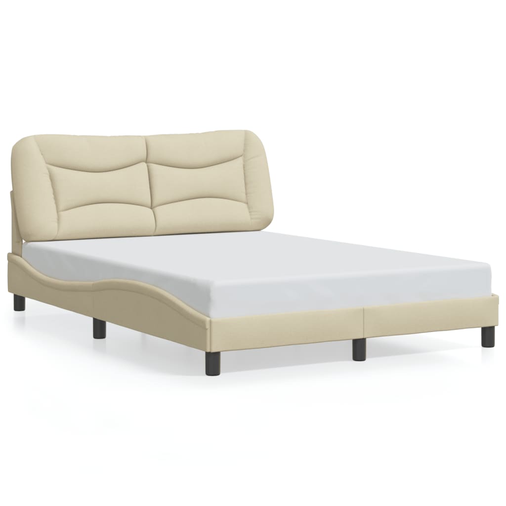 vidaXL Rám postele bez matrace krémový 140 x 190 cm textil