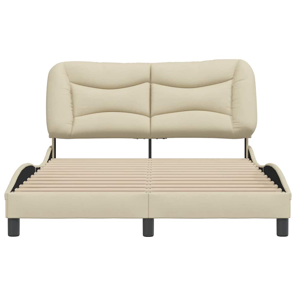 vidaXL Bedframe zonder matras "Hvar" stof crèmekleurig 140x190 cm, foto 4