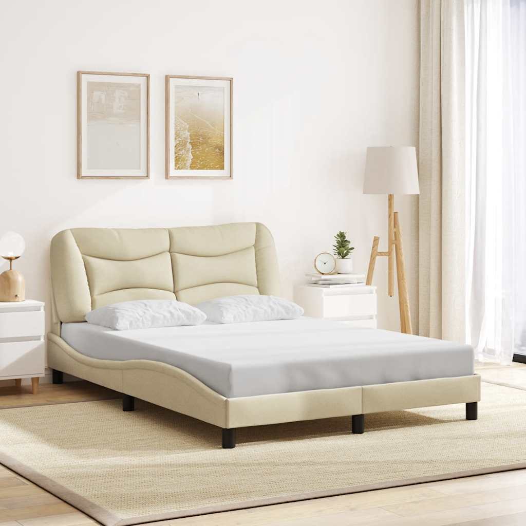 vidaXL sengeramme uden madras Hvar 140x190 cm stof cremefarvet