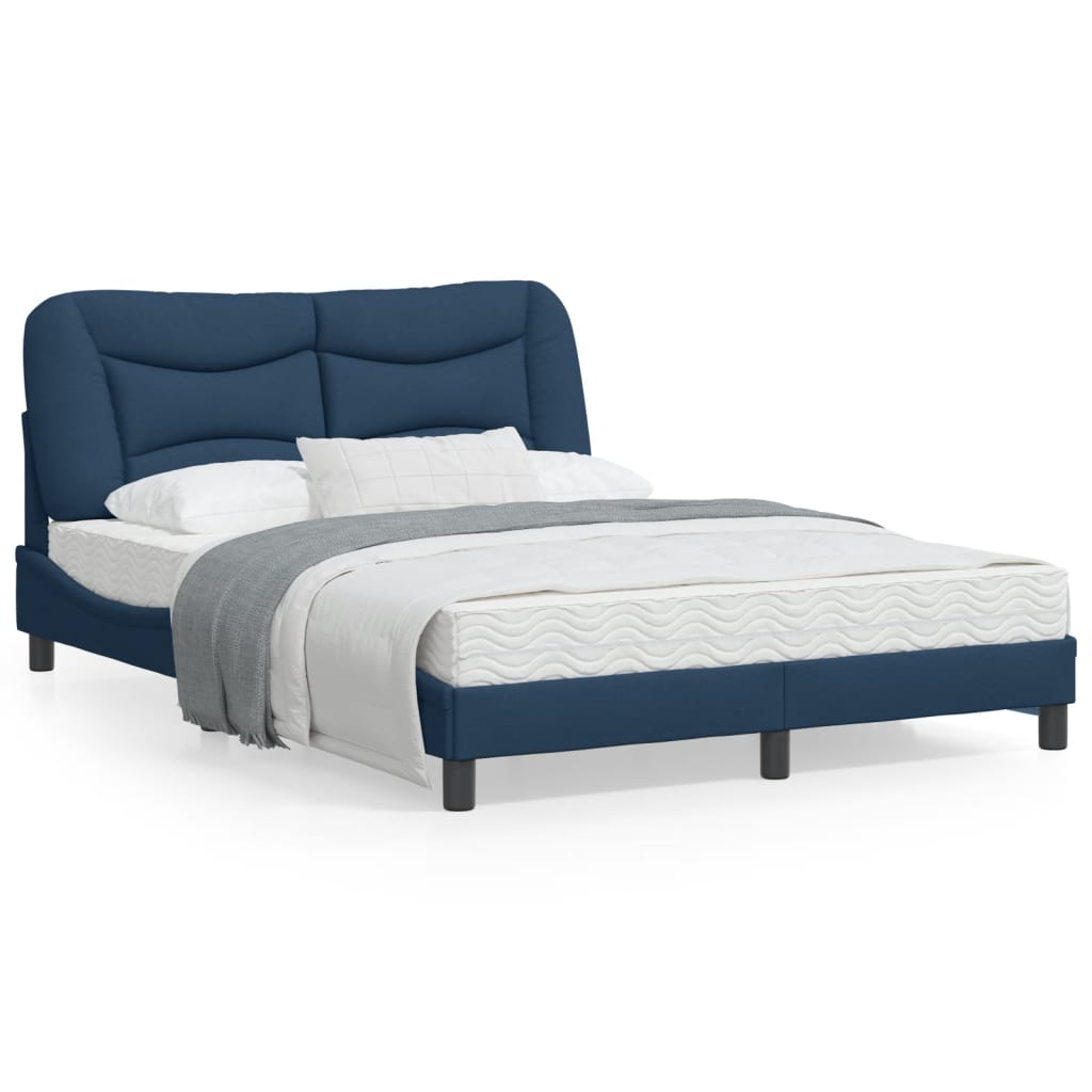 vidaXL Cadru de pat cu tăblie, albastru, 140x190 cm, textil