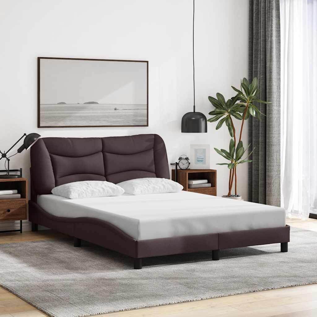 vidaXL sengeramme uden madras Hvar 140x200 cm stof mørkebrun