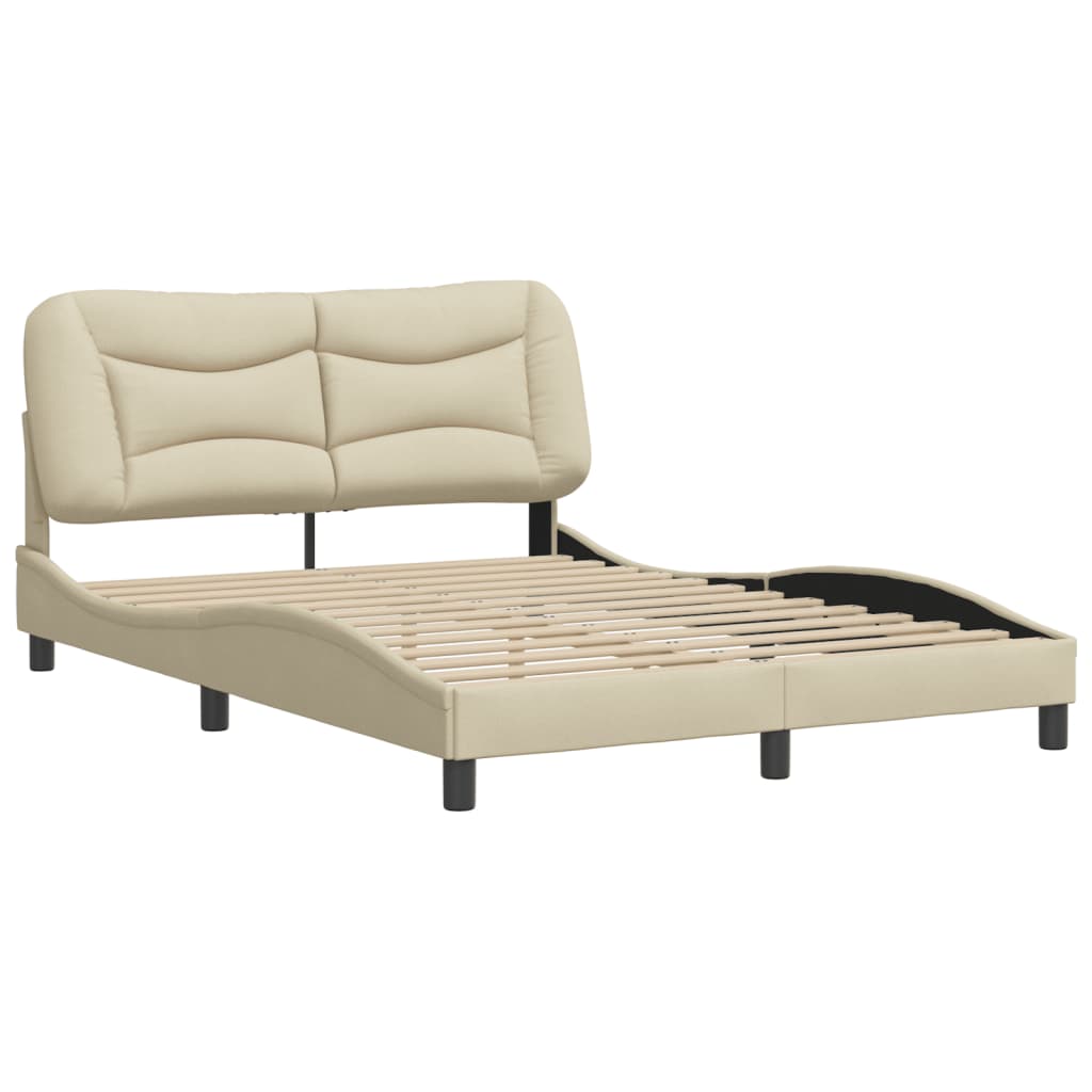 vidaXL Bedframe zonder matras stof crèmekleurig 140x200 cm afbeelding