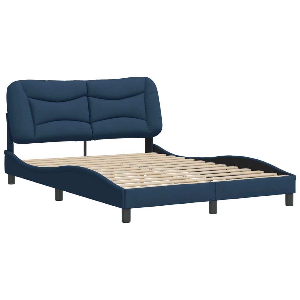 vidaXL Bedframe zonder matras stof blauw 140x200 cm afbeelding