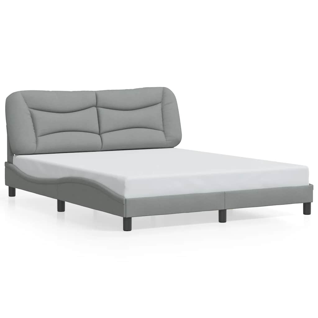 vidaXL Bedframe zonder matras "Hvar" stof lichtgrijs 160x200 cm grijs, foto 3