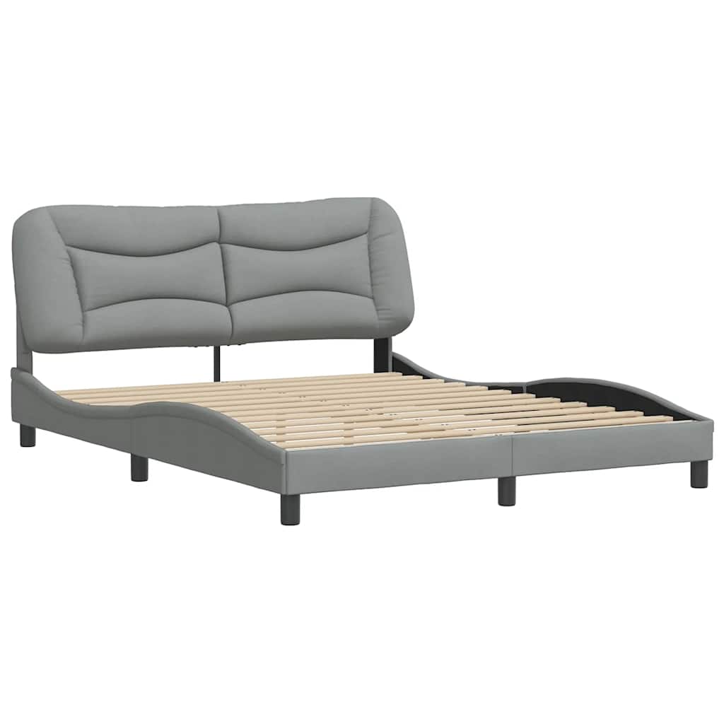 vidaXL Bedframe zonder matras "Hvar" stof lichtgrijs 160x200 cm grijs, foto 2