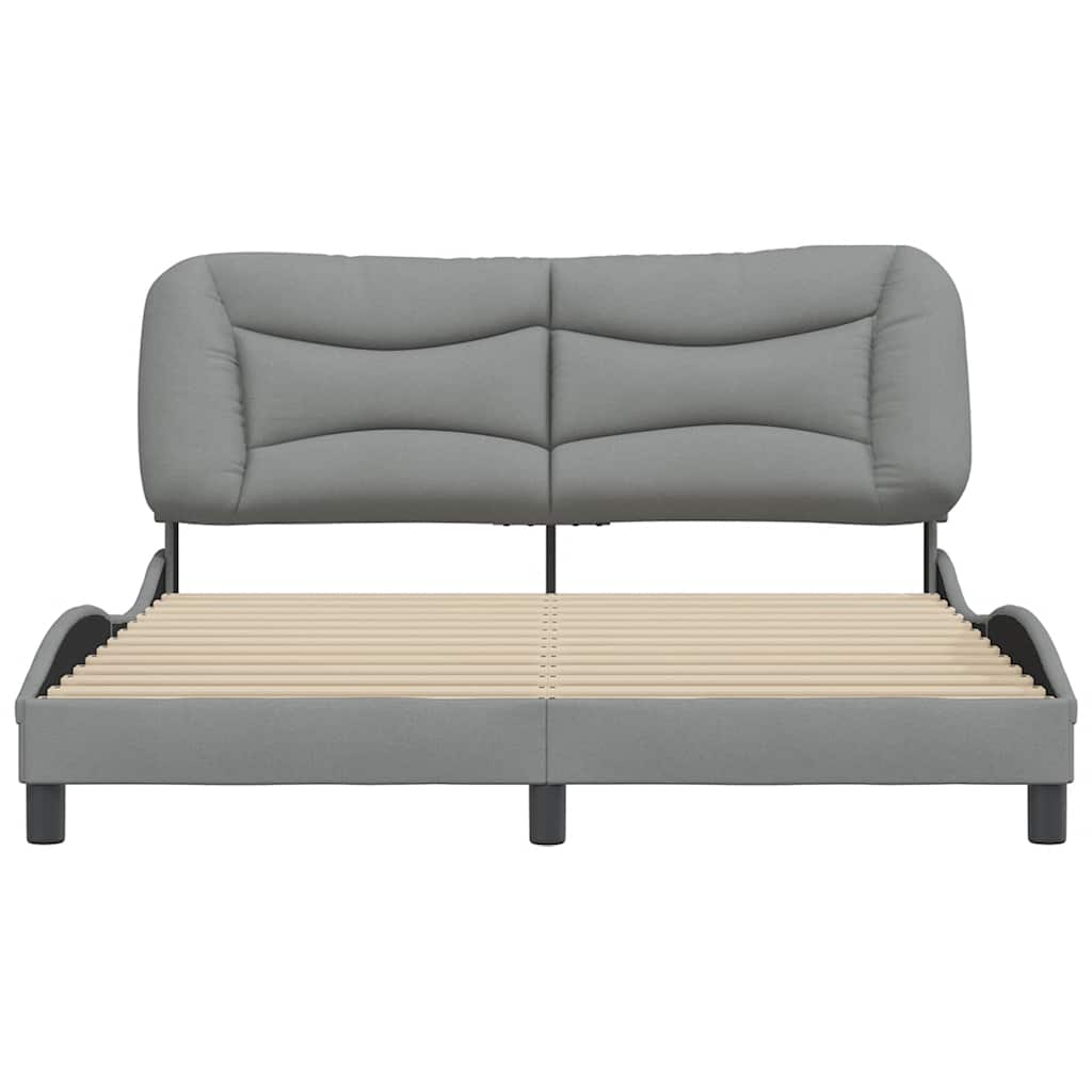 vidaXL Bedframe zonder matras "Hvar" stof lichtgrijs 160x200 cm grijs, foto 4