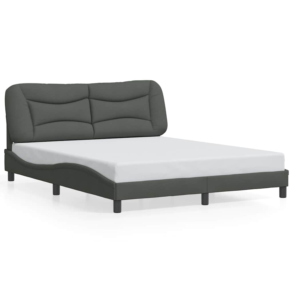 vidaXL Bedframe zonder matras "Hvar" stof donkergrijs 160x200 cm grijs, foto 3