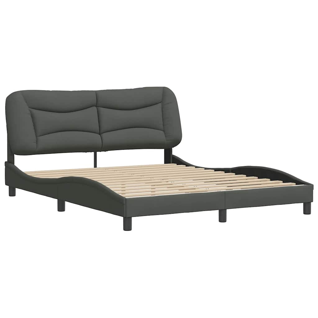 vidaXL Bedframe zonder matras "Hvar" stof donkergrijs 160x200 cm grijs, foto 2