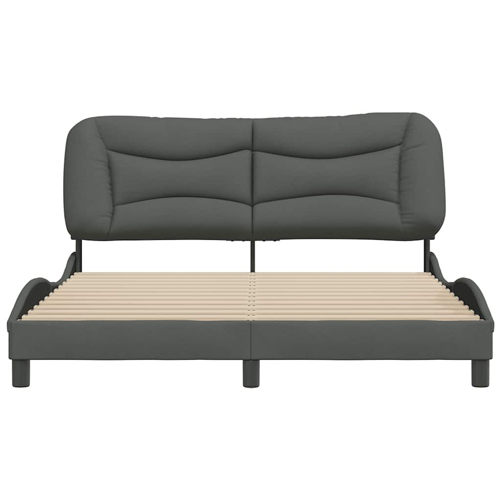 vidaXL Bedframe zonder matras "Hvar" stof donkergrijs 160x200 cm grijs, foto 4