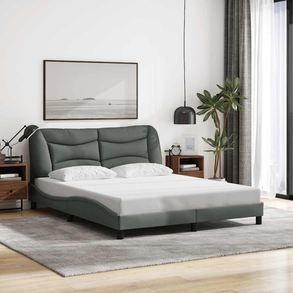 vidaXL sengeramme uden madras Hvar 160x200 cm stof mørkegrå