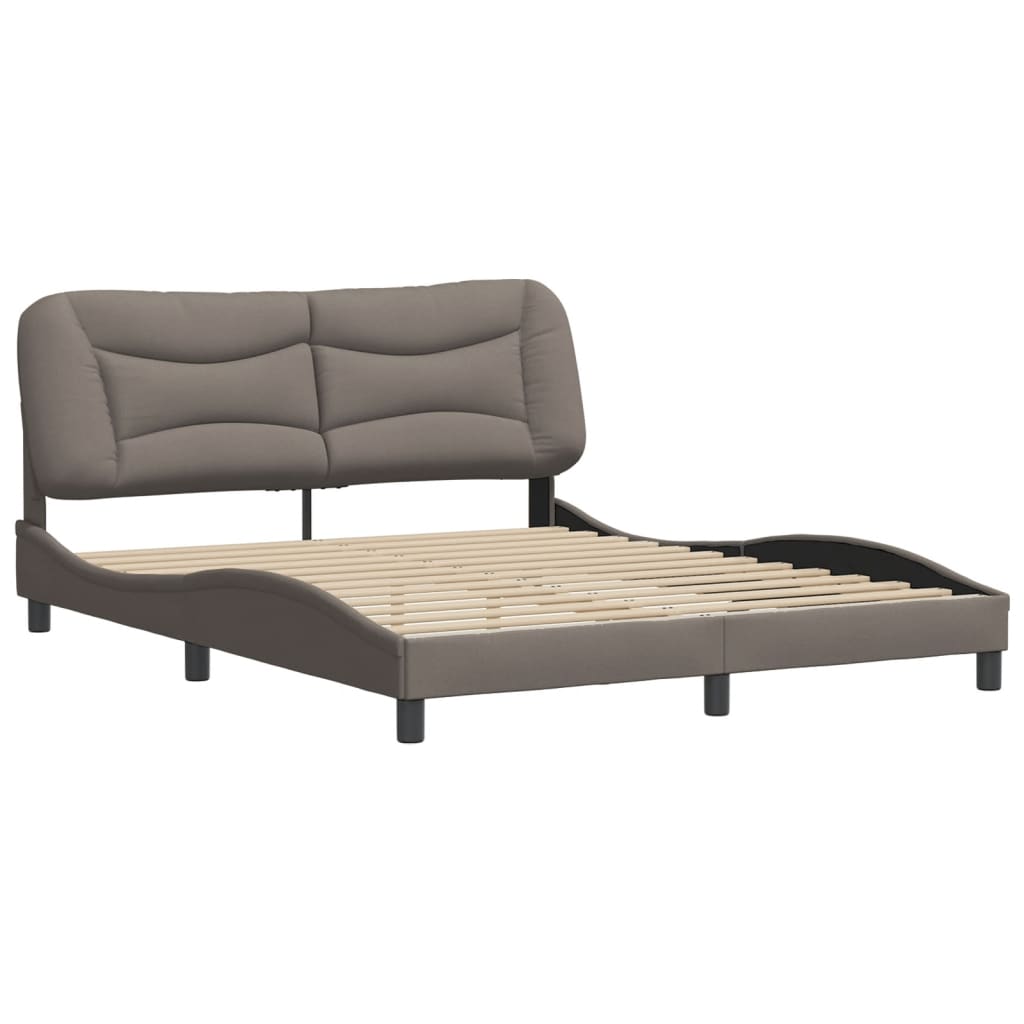vidaXL Bedframe zonder matras stof taupe 160x200 cm afbeelding