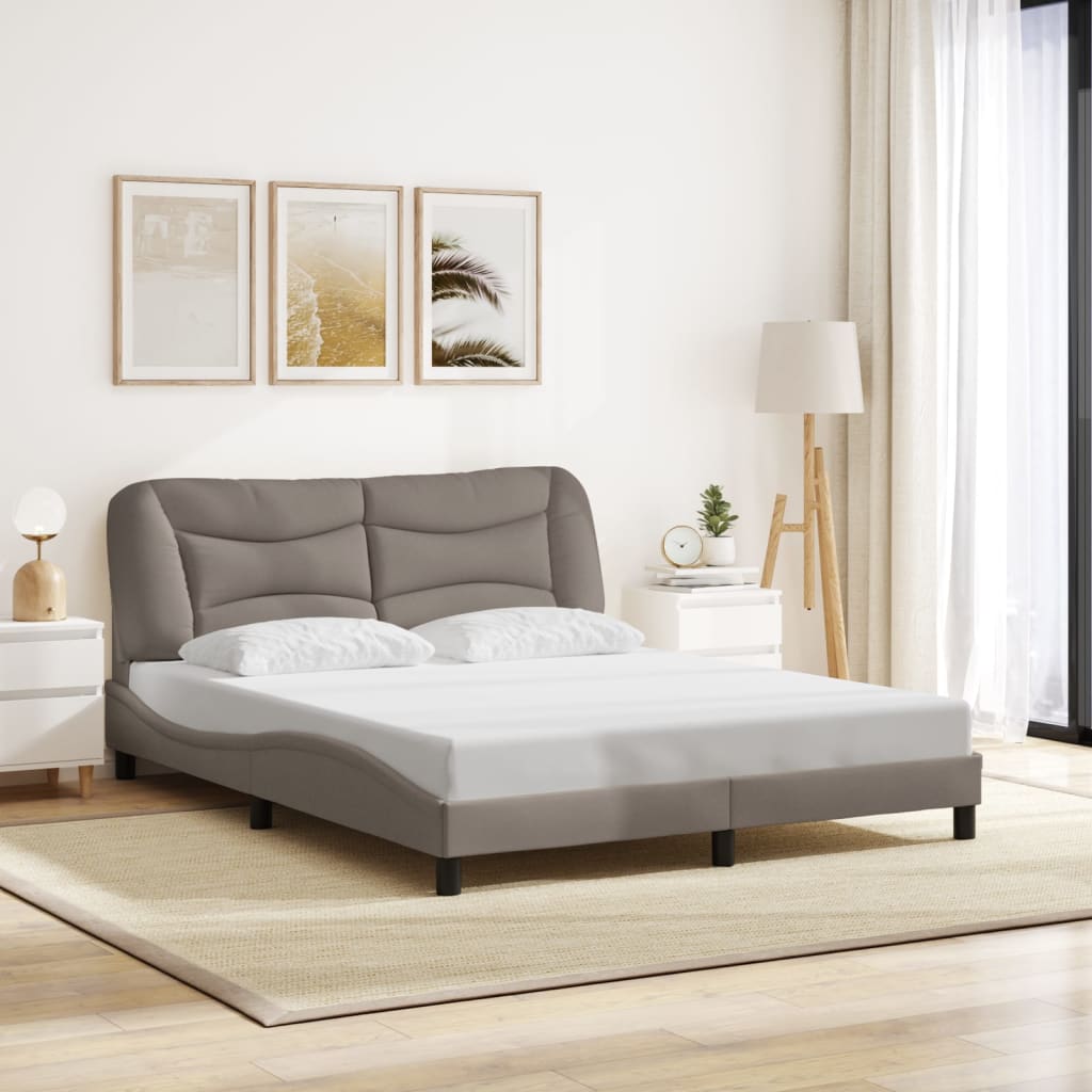 vidaXL Cadru de pat fără saltea, Hvar, gri taupe, 160x200 cm, textil