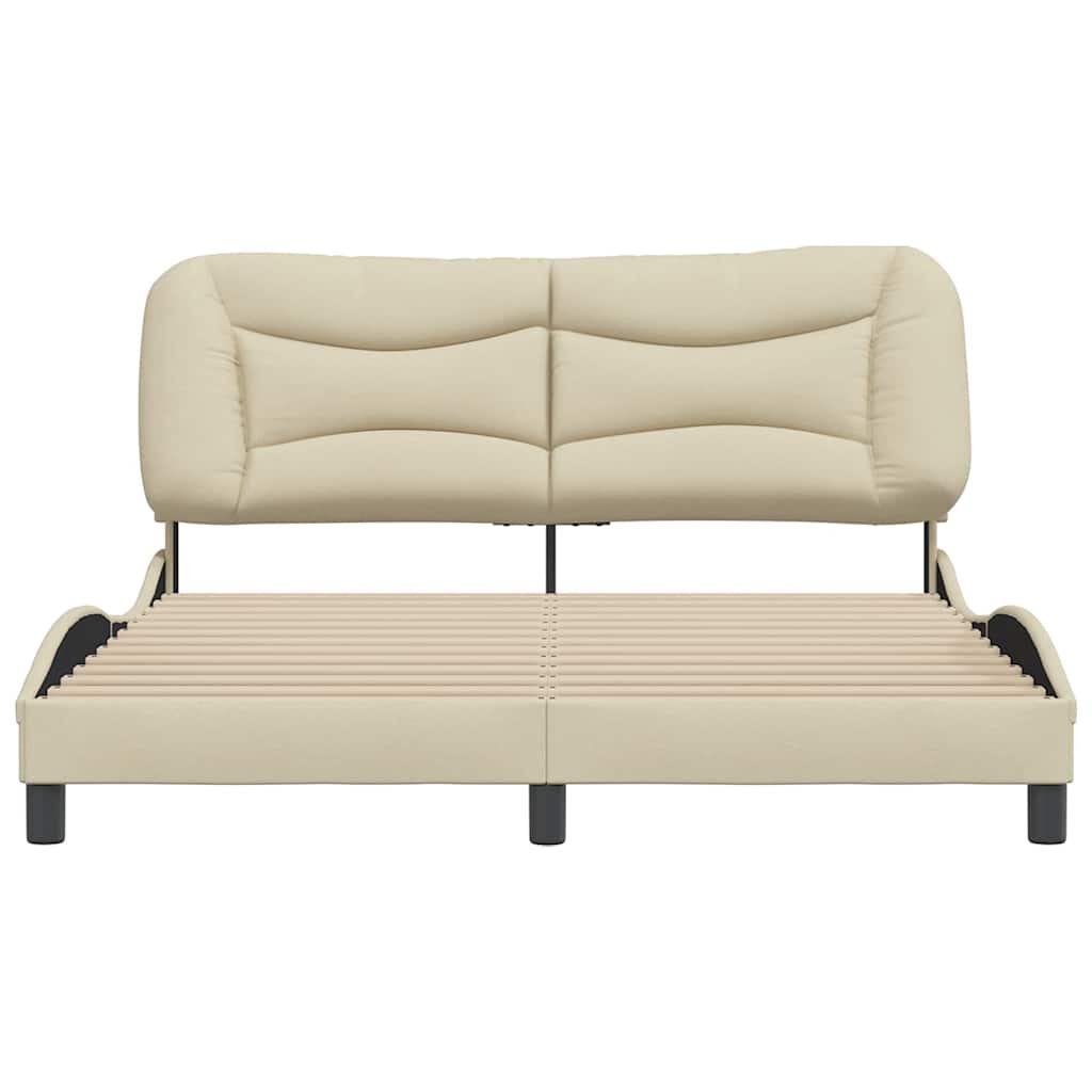 vidaXL Bedframe zonder matras "Hvar" stof crèmekleurig 160x200 cm, foto 4