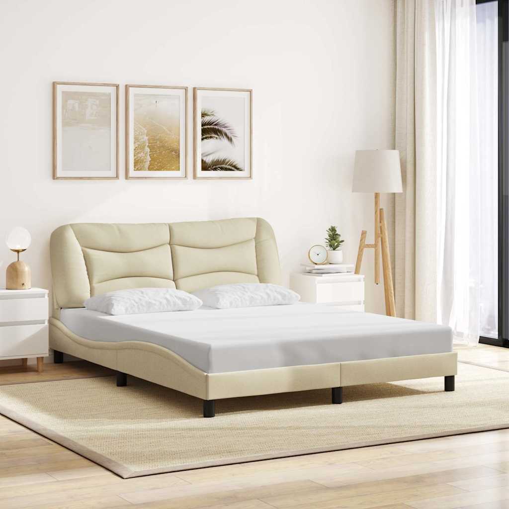 vidaXL sengeramme uden madras Hvar 160x200 cm stof cremefarvet