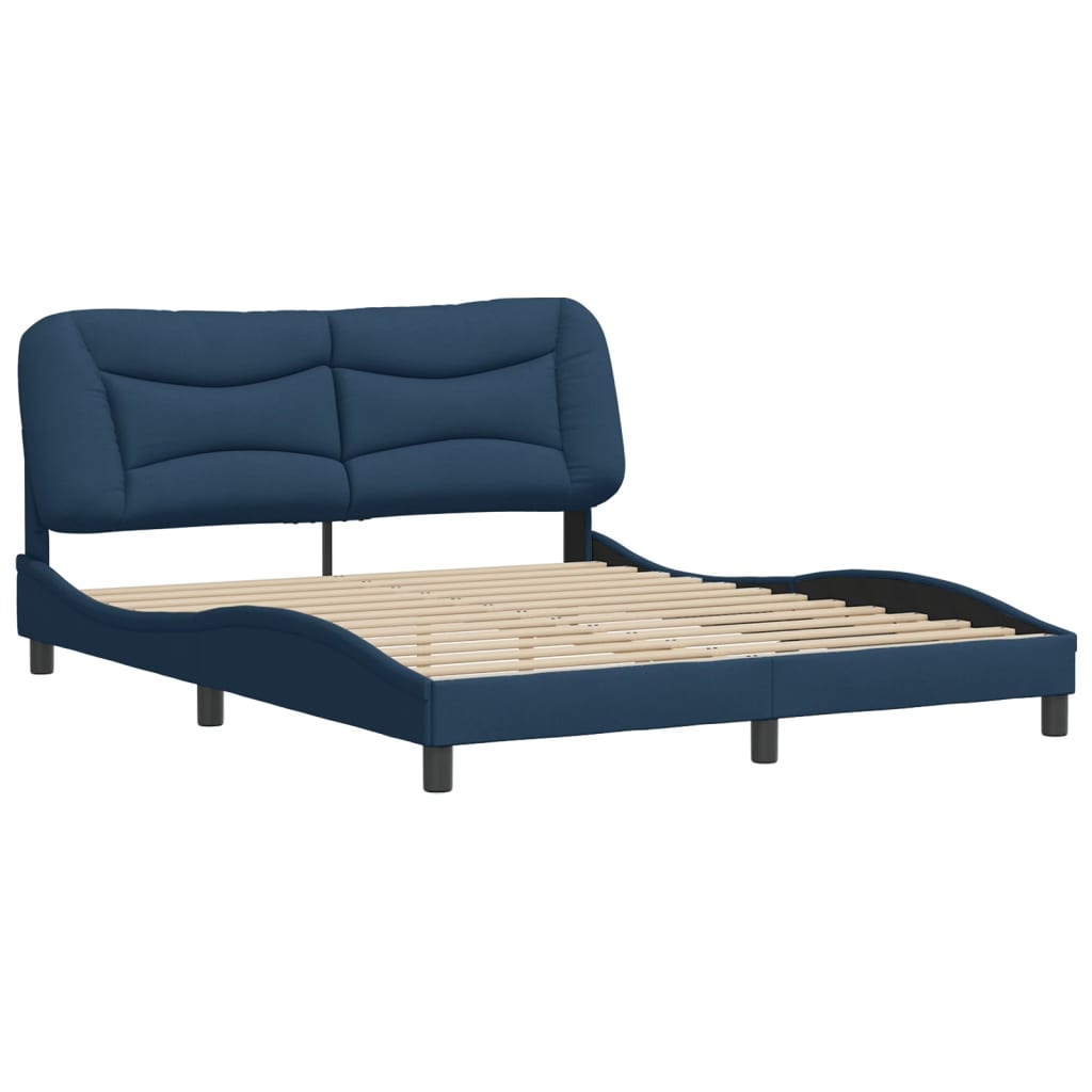 vidaXL Bedframe zonder matras stof blauw 160x200 cm afbeelding