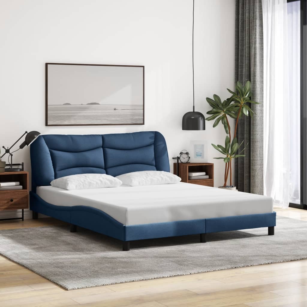 vidaXL Bettgestell ohne Matratze "Hvar" Blau 160x200 cm Stoff