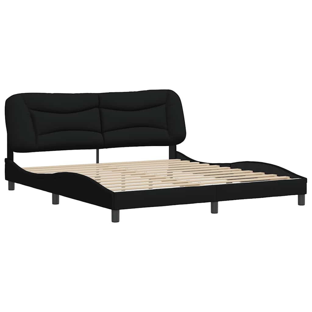 vidaXL Bedframe zonder matras "Hvar" stof zwart 180x200 cm, foto 2