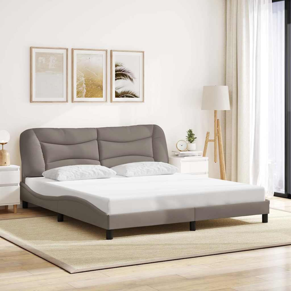 Sengeramme med hovedgærde Hvar 180x200 cm - stof, gråbrun (taupe)
