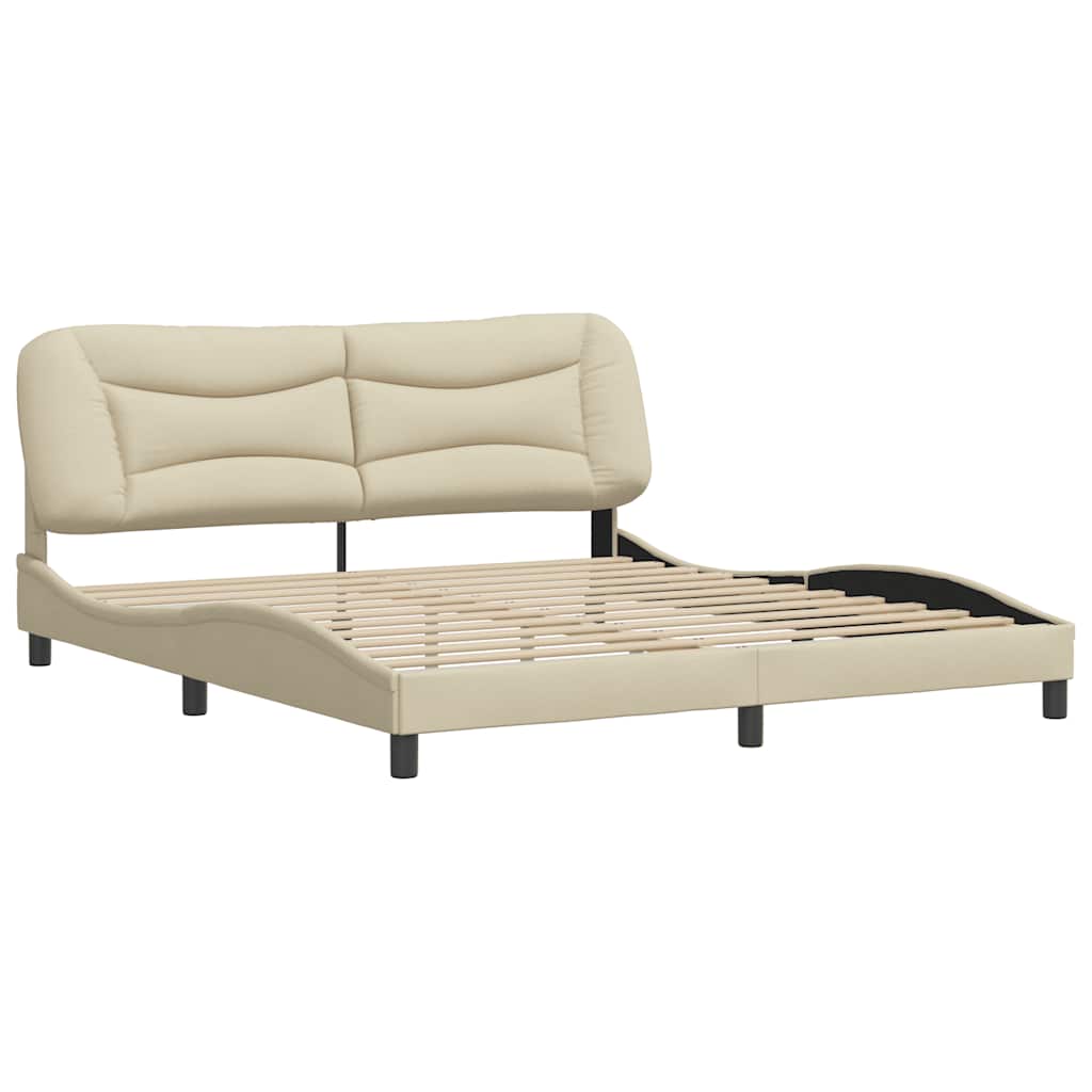 vidaXL Bedframe zonder matras "Hvar" stof crèmekleurig 180x200 cm, foto 2