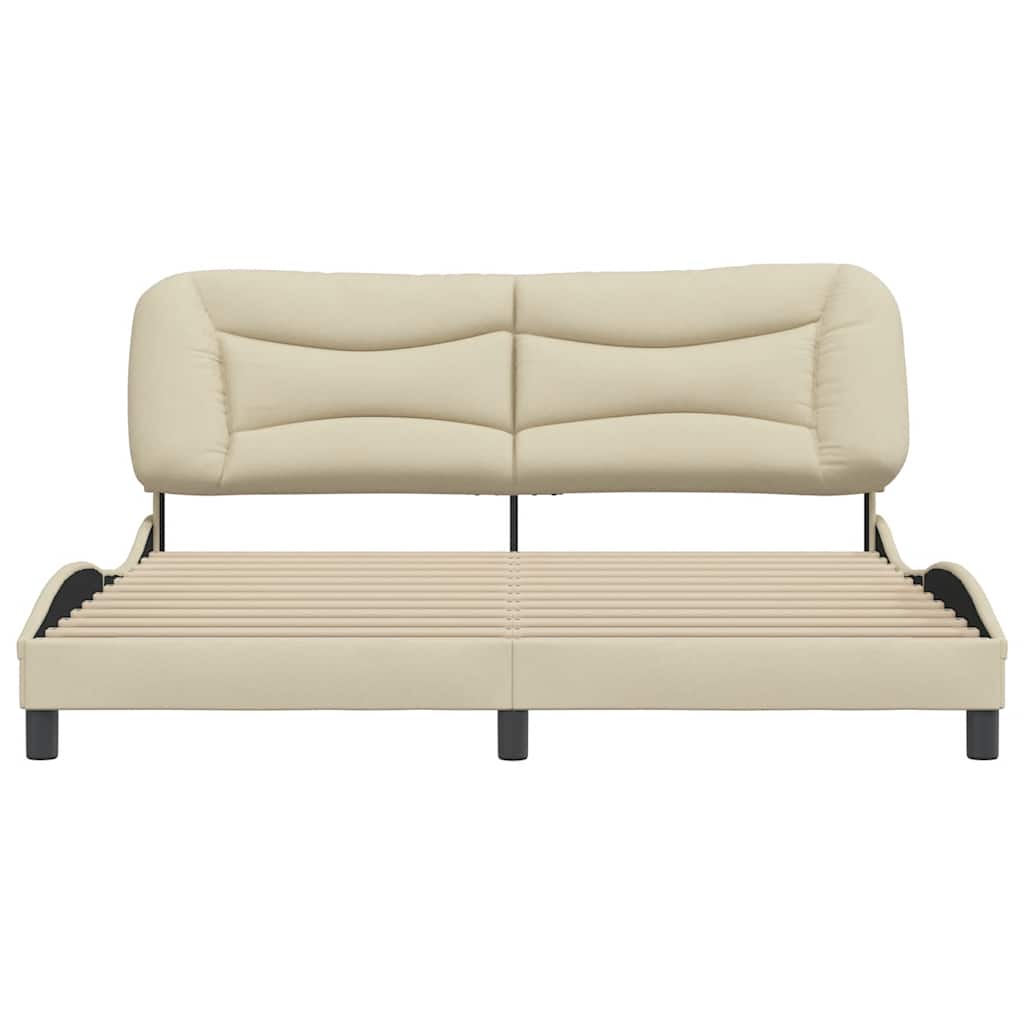 vidaXL Bedframe zonder matras "Hvar" stof crèmekleurig 180x200 cm, foto 4