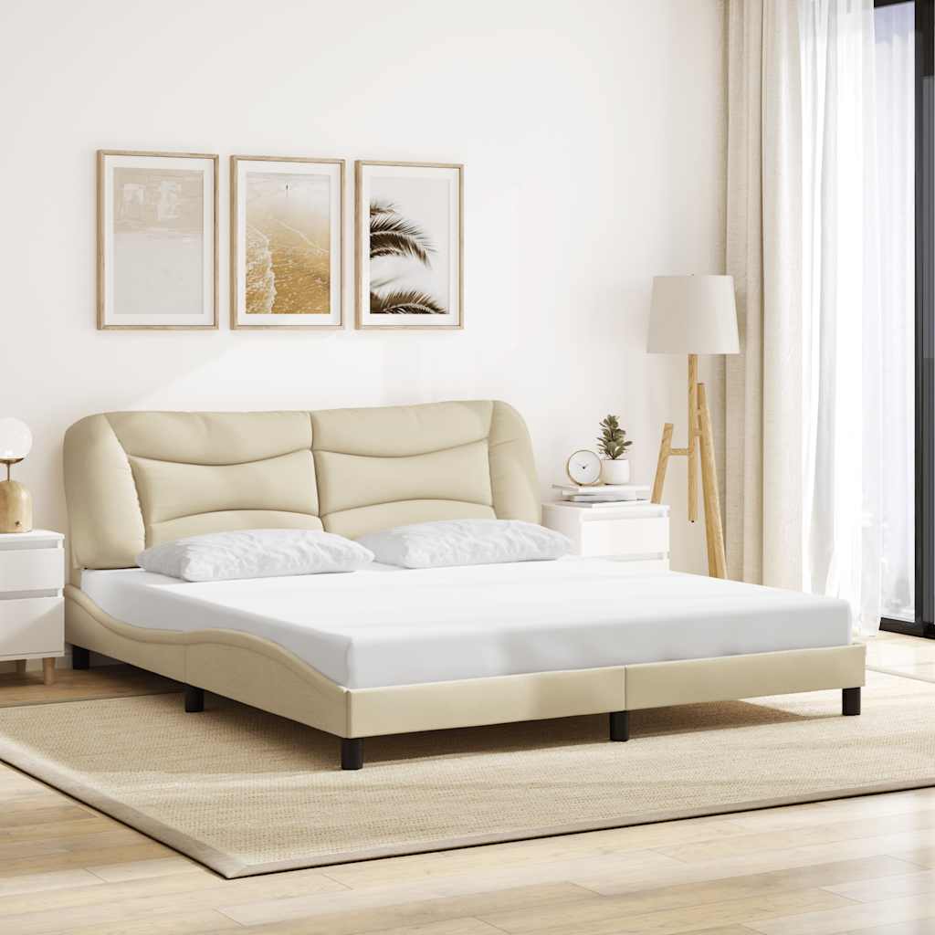 Sengeramme med hovedgærde Hvar 180 x 200 cm uden madras - creme