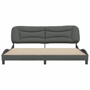 Rám postele bez matrace Hvar tmavě šedý 200 x 200 cm textil - obrázek 4