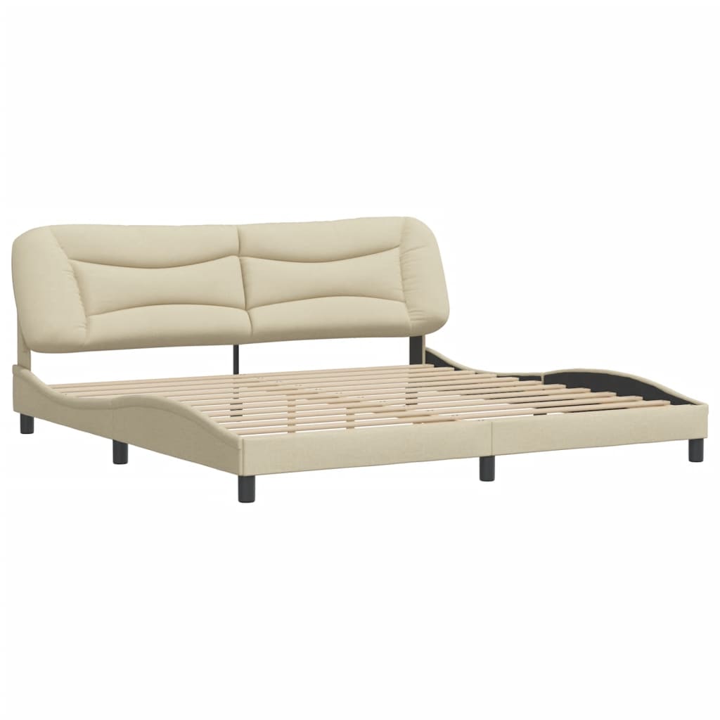 vidaXL Bedframe zonder matras stof crèmekleurig 200x200 cm afbeelding