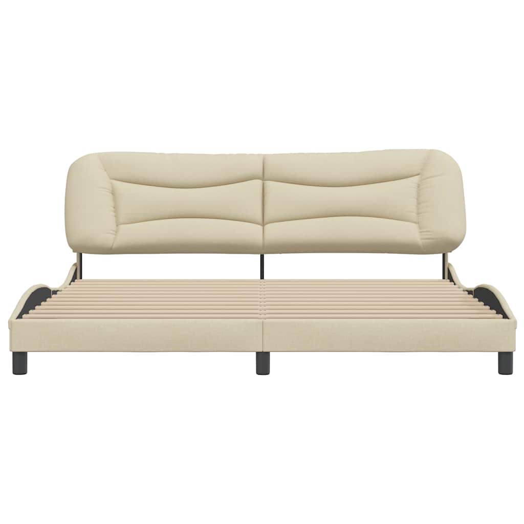 vidaXL Bedframe zonder matras "Hvar" stof crèmekleurig 200x200 cm, foto 4