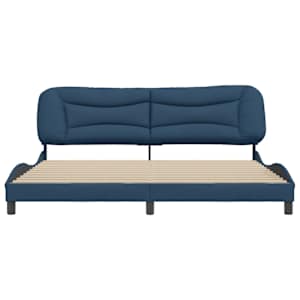 Rám postele bez matrace Hvar modrý 200 x 200 cm textil - obrázek 4