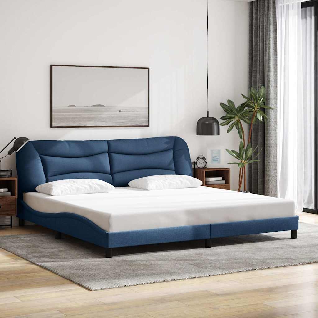 vidaXL sengeramme uden madras Hvar 200x200 cm stof blå