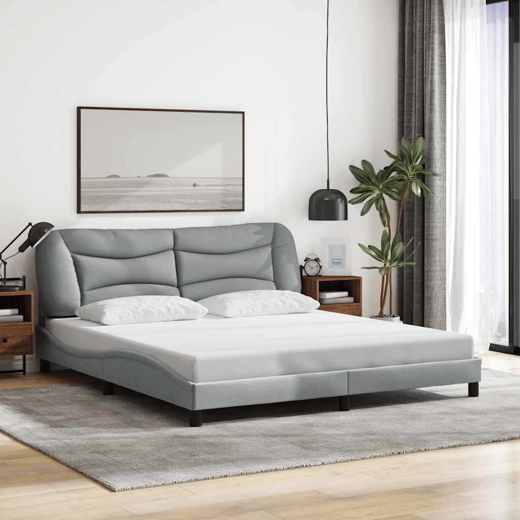 vidaXL Cadru de pat fără saltea, Hvar, gri deschis, 183x213 cm, textil
