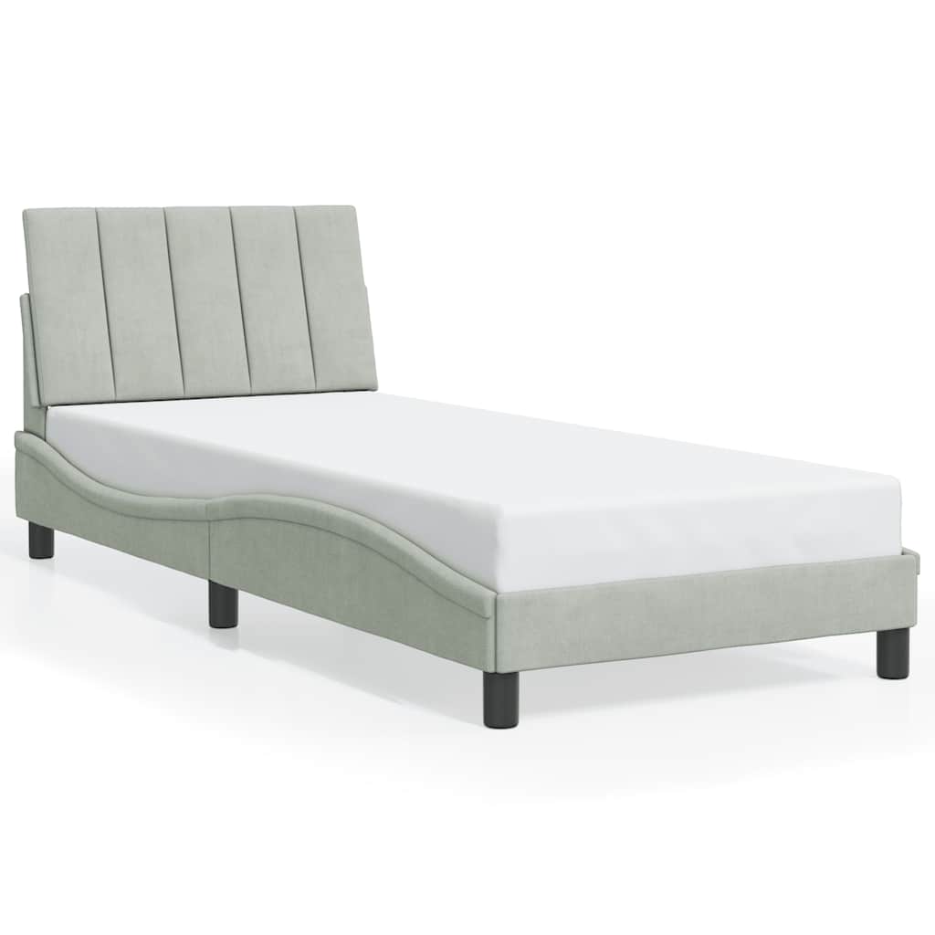 vidaXL Bedframe zonder matras "Hanko" 80x200 cm fluweel lichtgrijs grijs, foto 3