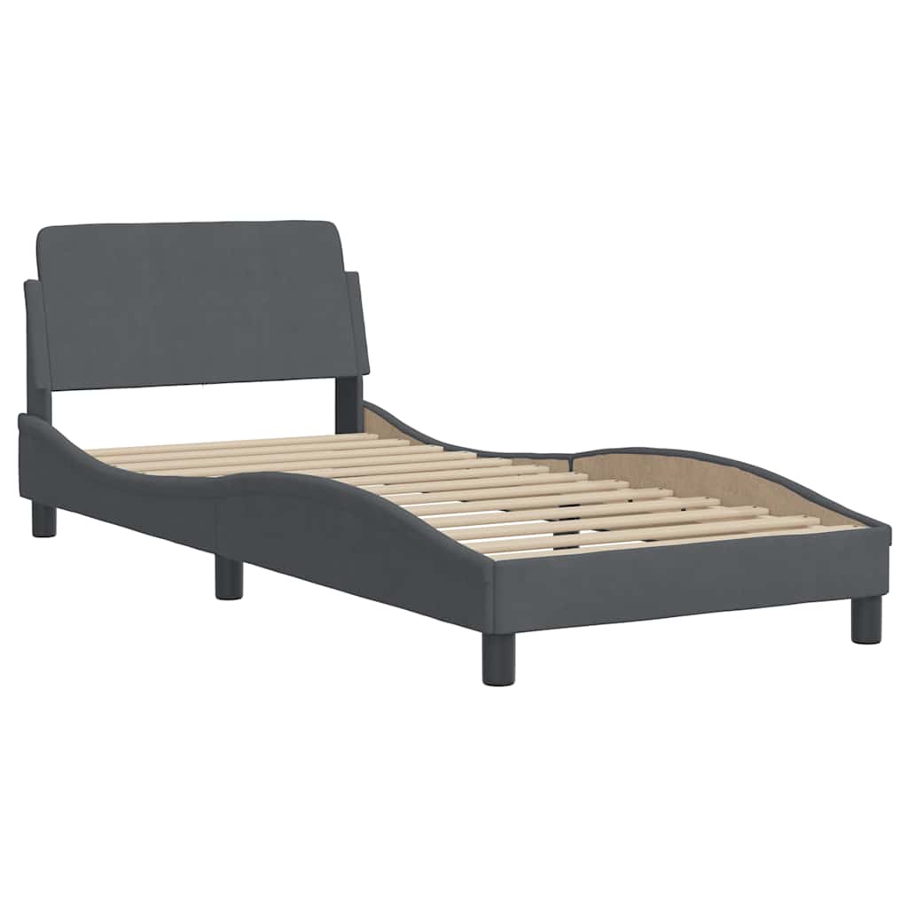 vidaXL Bedframe zonder matras "Hanko" 80x200 cm fluweel donkergrijs grijs, foto 4
