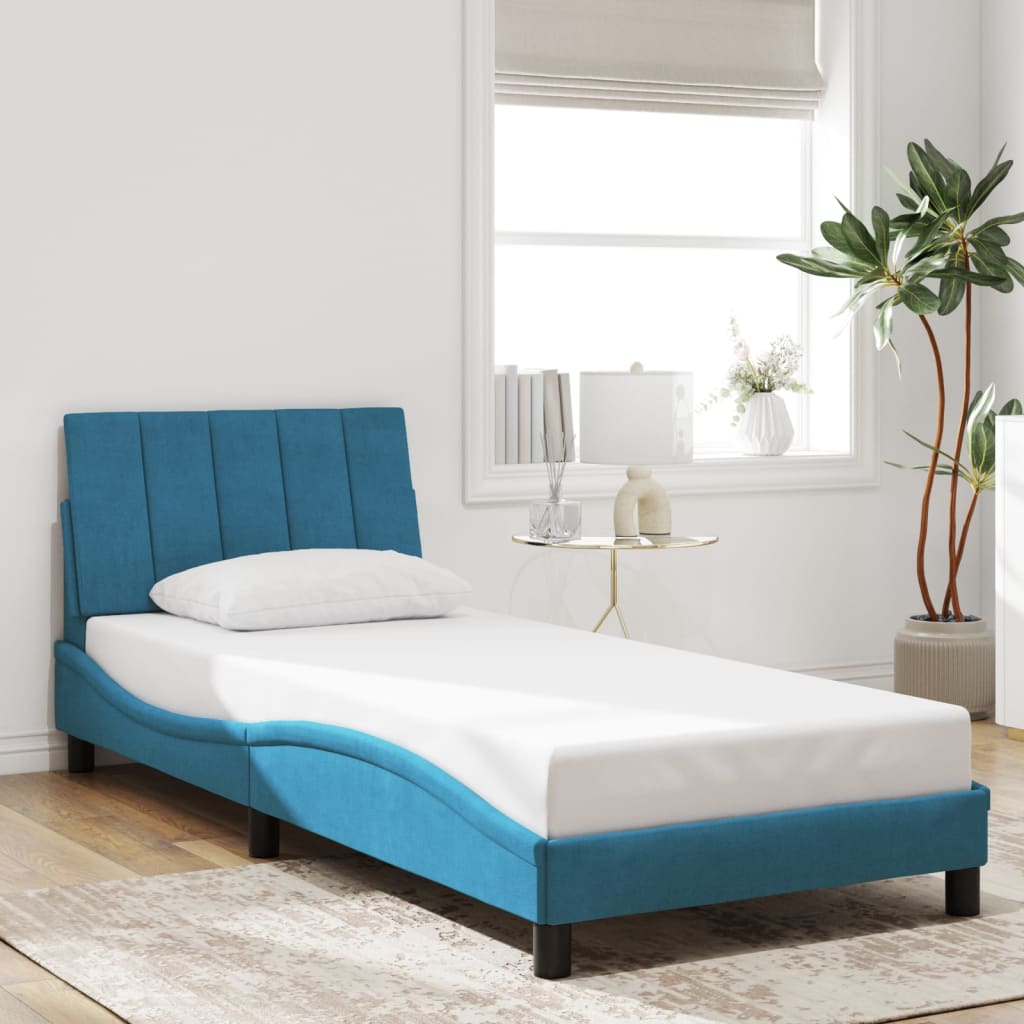 vidaXL Bettgestell ohne Matratze "Hanko" Blau 80x200 cm Samt