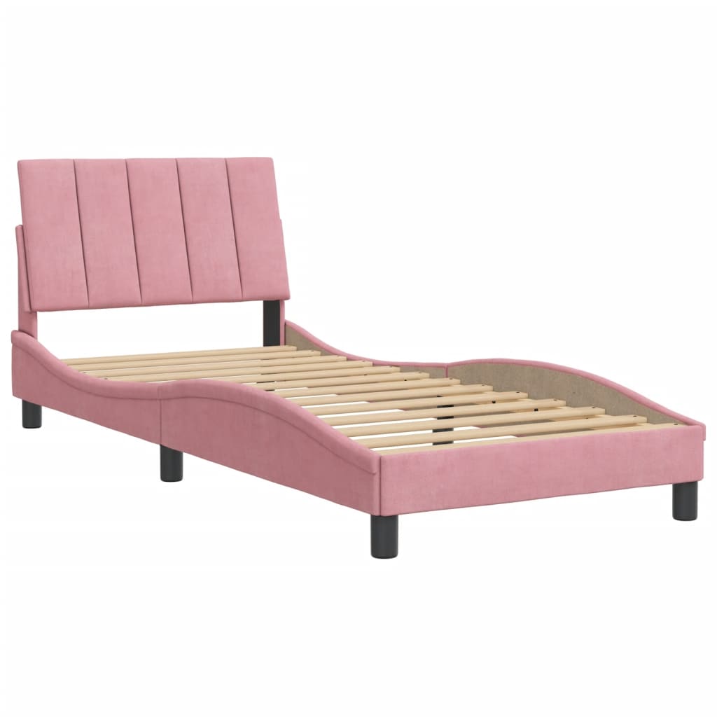 vidaXL Bedframe met hoofdeinde fluweel roze 80x200 cm afbeelding