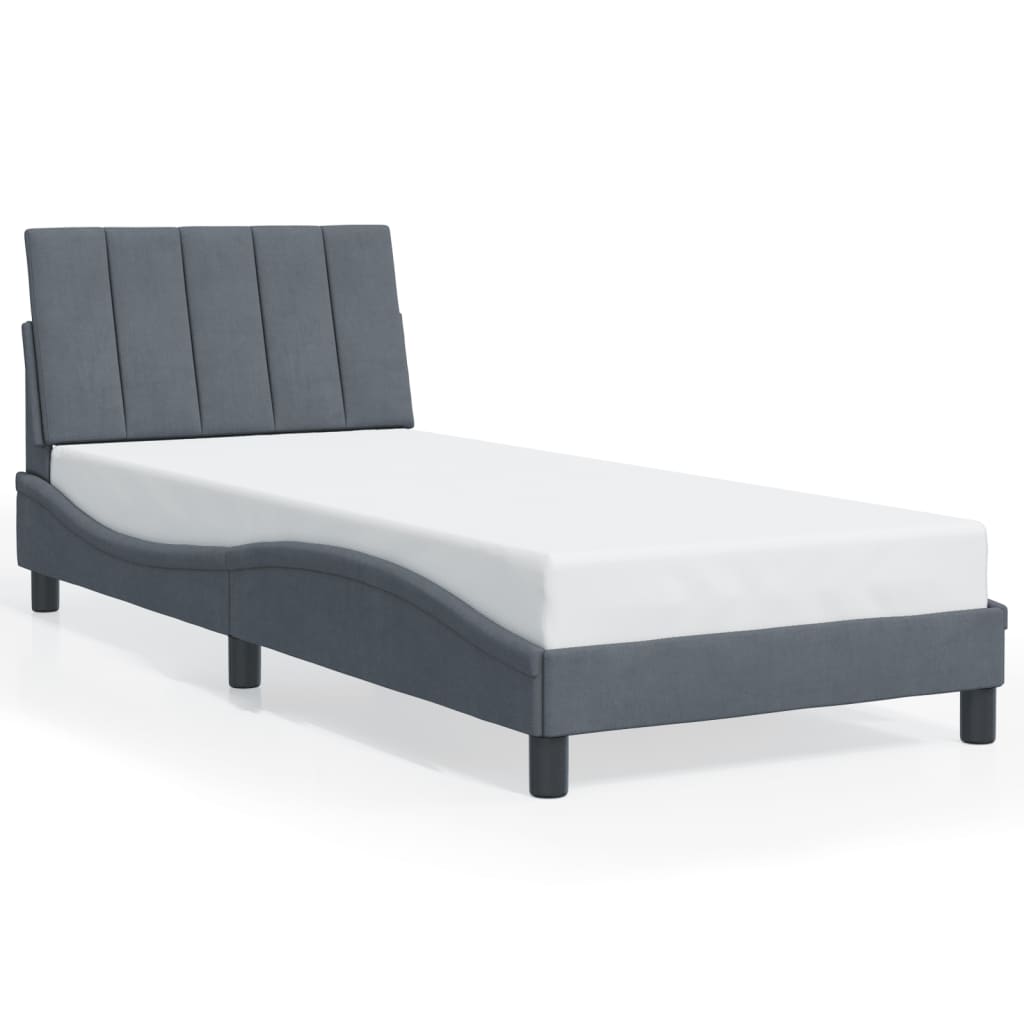 vidaXL Rám postele bez matrace tmavě šedá 90 x 190 cm samet