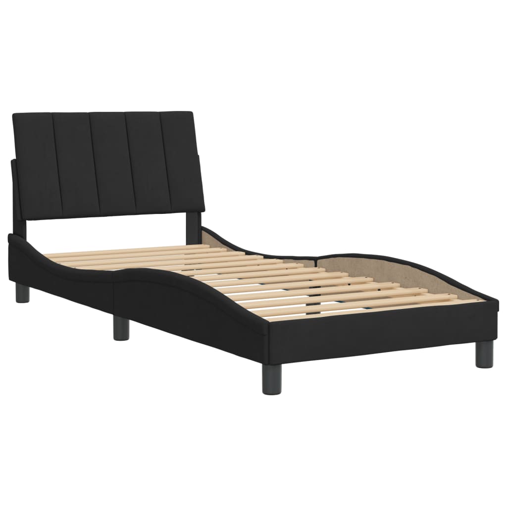vidaXL Bedframe met hoofdeinde fluweel zwart 90x190 cm afbeelding