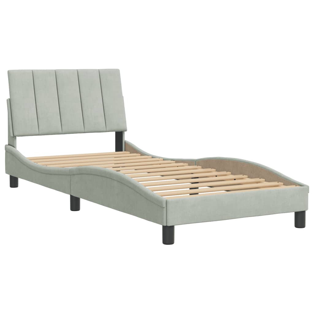 vidaXL világosszürke bársony ágykeret matrac nélkül 90x200 cm