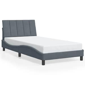 Rám postele bez matrace Hanko tmavě šedá 100 x 200 cm samet - obrázek 2