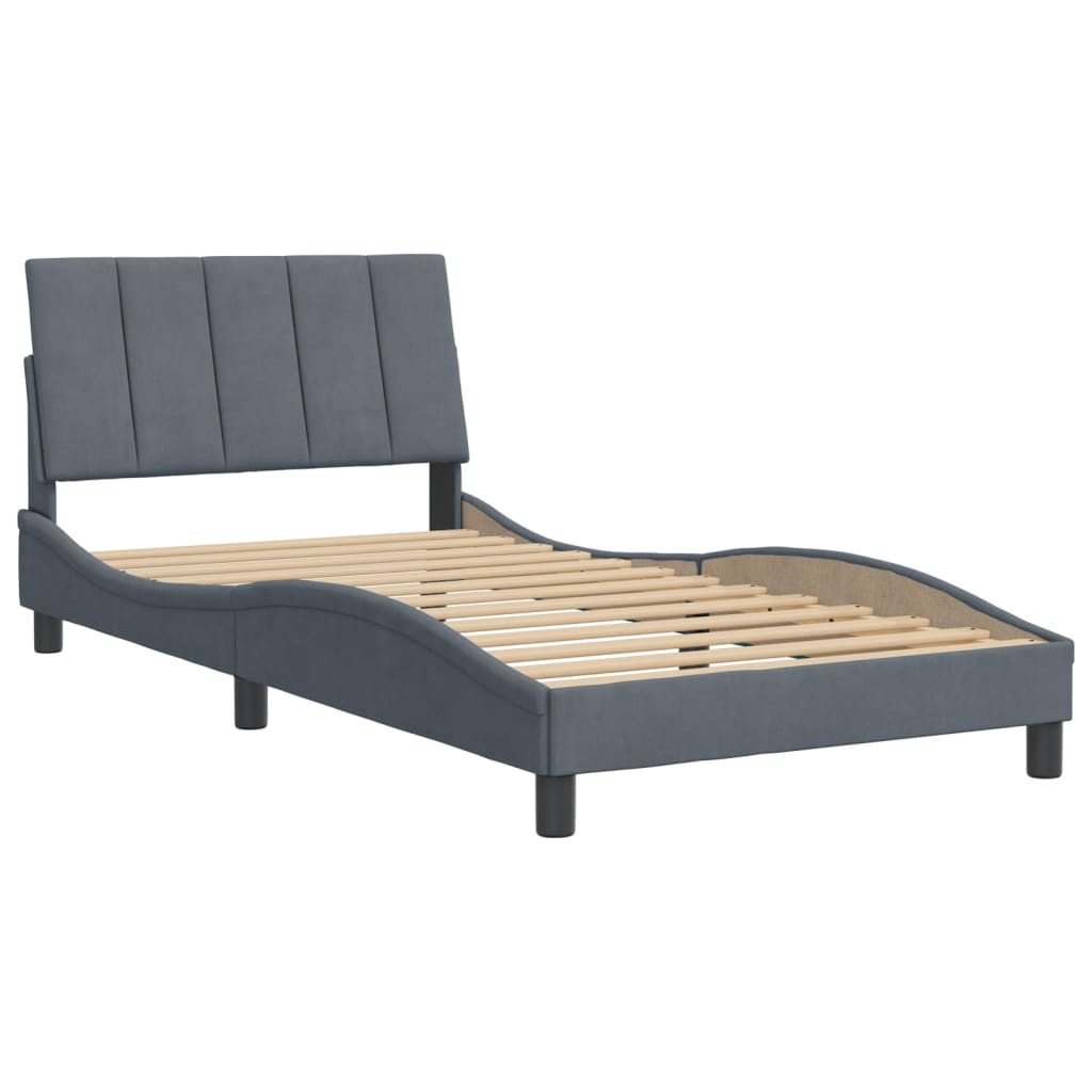 vidaXL Bedframe zonder matras 100x200 cm fluweel donkergrijs afbeelding
