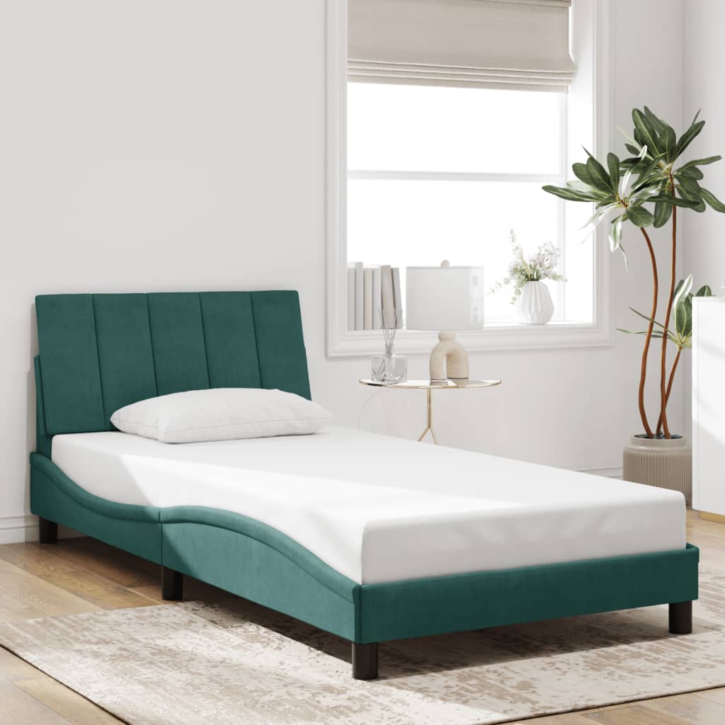 vidaXL Bettgestell ohne Matratze "Hanko" Dunkelgrün 100x200 cm Samt