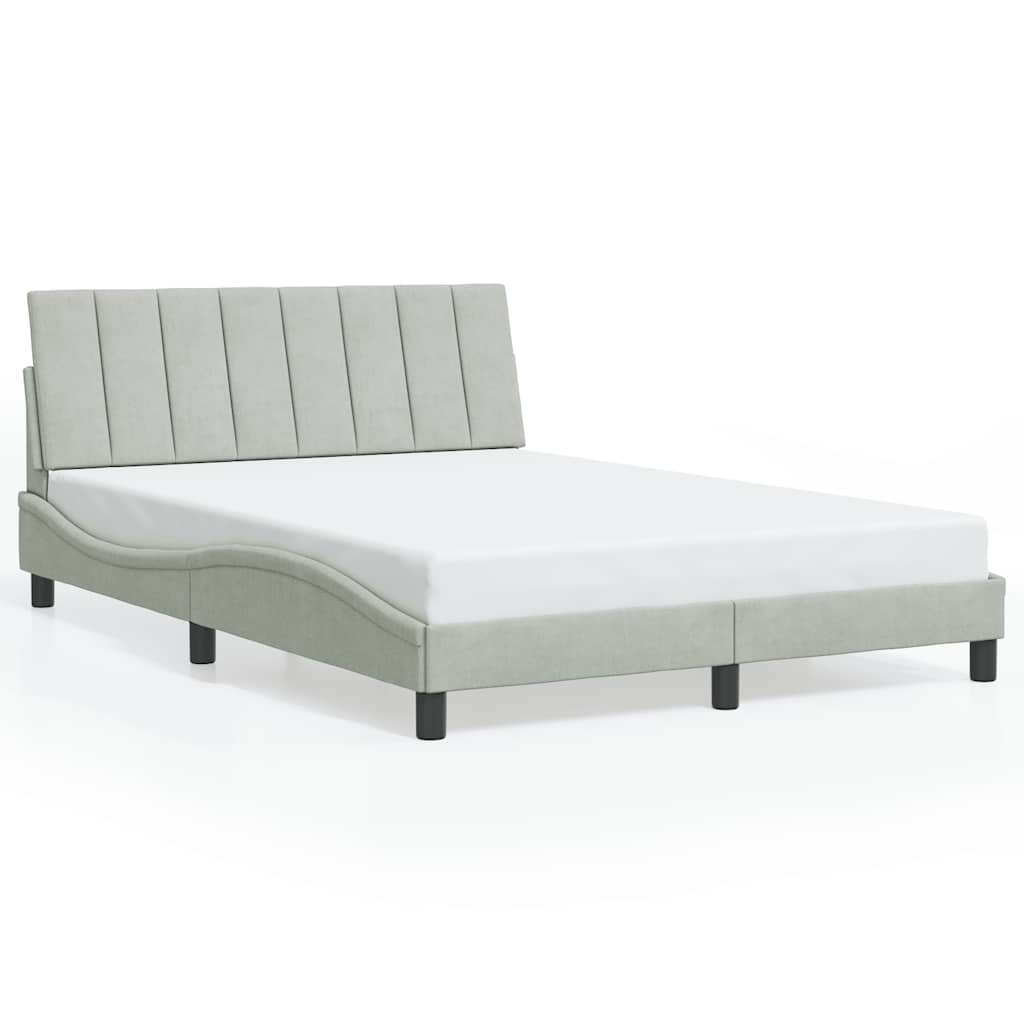 vidaXL Bedframe zonder matras "Hanko" 120x200 cm fluweel lichtgrijs grijs, foto 3