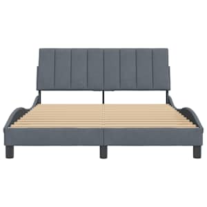 Rám postele bez matrace Hanko tmavě šedá 120 x 200 cm samet - obrázek 5